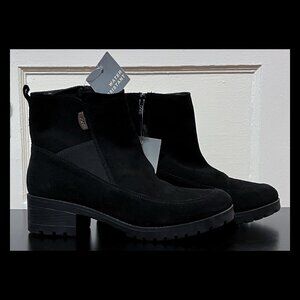 Anne Klein Sport Womens Black Akleano Water Resistant Suede Booties Sz 10.5M NWT